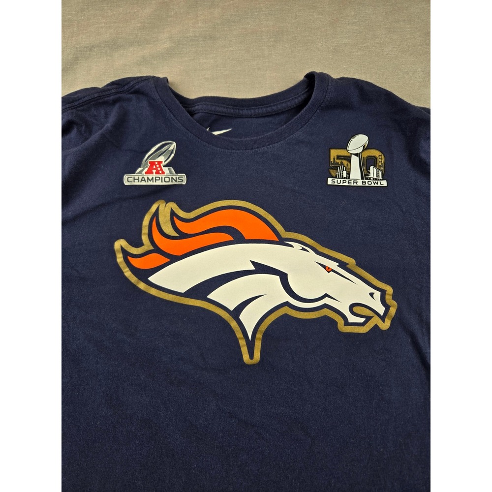 Nike Denver Broncos Super Bowl 50 Champions Roster T-Shirt Mens XL Navy Blue - Picture 8 of 10
